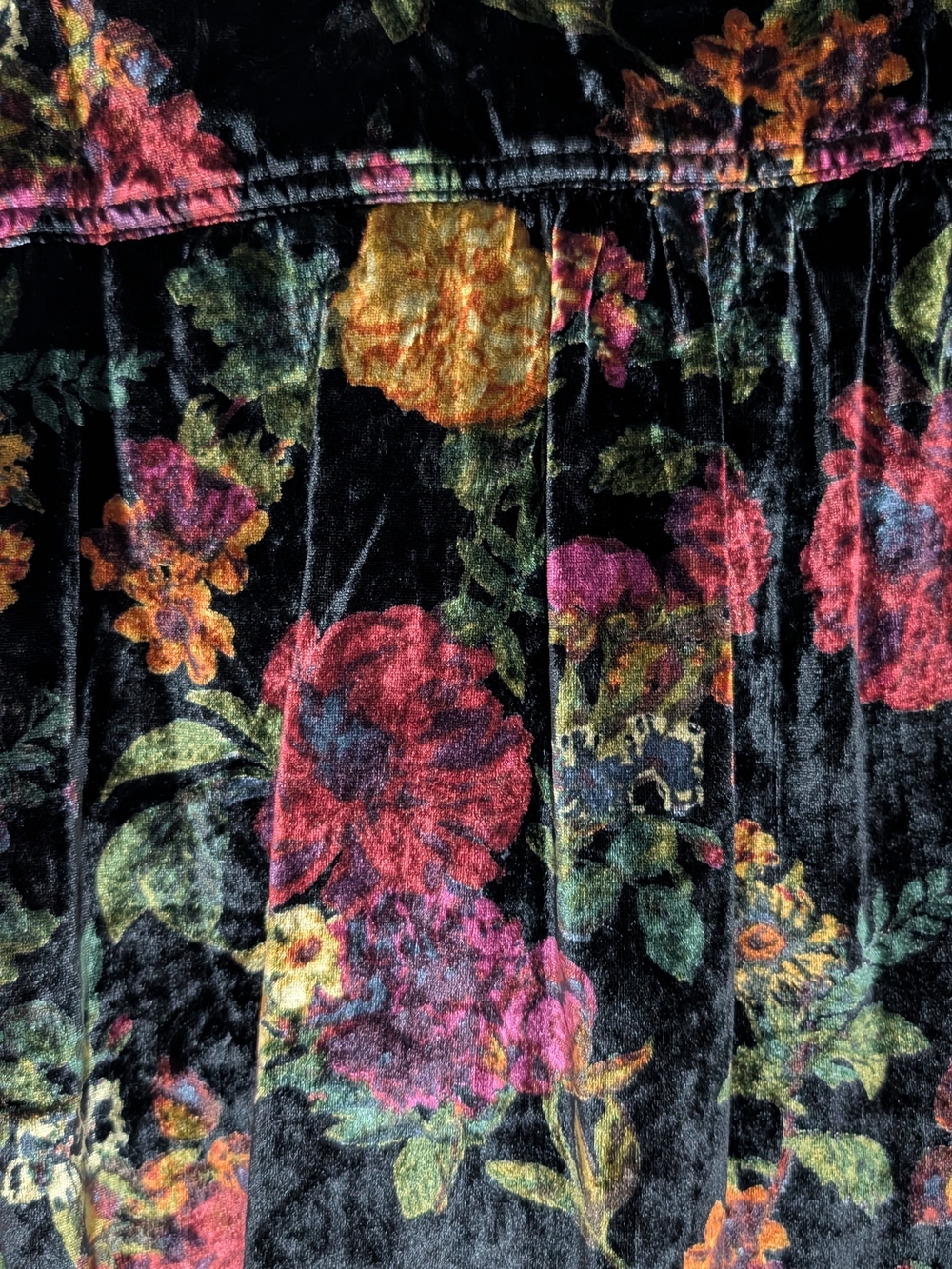 Pilcro Anthropologie Velvet Floral Button-Up Shirt - Black Floral - Picture 5 of 10